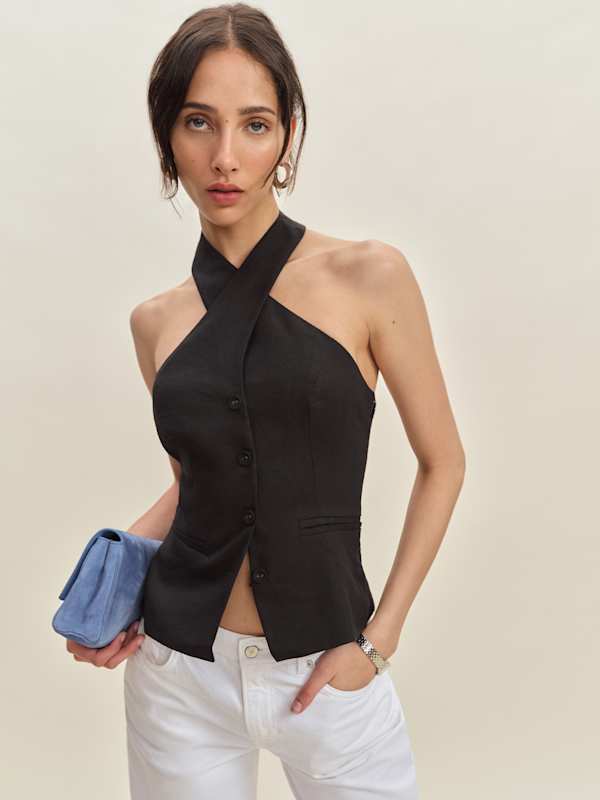 Tate Linen Top - Black